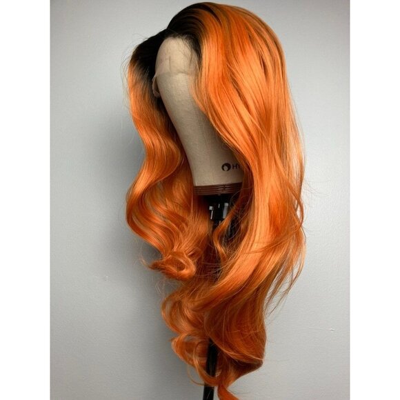 Black Rooted Cooper Orange Wig - Picture 5 of 9